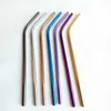 Stainless Steel Colored Drinking Straws 8.5" 9.5" 10.5" Bent and Straight Reusable Metal Straws Tool 10 colors OD 6MM/8MM choose Home Party