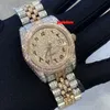 Orologi con diamanti graduati digitali arabi Orologio da polso da uomo in oro bi-rosa con diamanti con calendario Orologio meccanico automatico195u