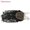 Glamorous Chiusura dei capelli brasiliani 1Pcs Onda profonda Ricci Capelli umani Chiusura con pizzo Mano legata Parte libera Peruviano Malese Indiano 4x4 Chiusura con pizzo