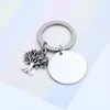 Round Silver Keychain Door Car Key Chain Life Lucky Charm Pendant Charm Key ring for Unisex keychain Gift