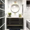 Andra badtoalettförsörjningar nordiskt ljus lyxigt fast trä badrum skåp modern minimalistisk tvättbassäng spegel box237f