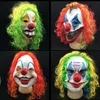 Hochwertige übertriebene Halloween-lustige Clown-Maske Farbe lockiges Haar-Latexmaske Karneval Masquerade-Party-Kostüm