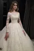 플러스 사이즈 웨딩 드레스 신부 가운 높은 패션 숄더 롱 슬리브 로브 마리에이 비드 레이스 코르셋 Vestidos de Noiva Dress