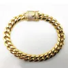 8mm/10mm/12mm/14mm/16mm/18mm Herr 18K guldpläterade armband i rostfritt stål Högpolerade Miami Cuban Link Punk Curb CZ-armband