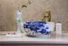 Bleu et blanc style européen chinois Jingdezhen Art comptoir en céramique peint à la main évier en céramique
