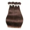 Couleur 4 faisceaux de tissage de cheveux brun chocolat avec fermeture 3 ou 4 faisceaux avec fermeture à lacet 2x6 extensions de cheveux humains Remy droites péruvienne