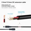 Câble d'extension CC 2,5 mm/5,5 mm connecteur mâle à femelle, câble d'extension de cordon d'alimentation CC pour adaptateur secteur, caméra IP sans fil CCTV 12 V, Mo