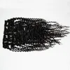 Kinky Curly Clip in Human Hair Extensions Natural Black 10 "-26" Brazylijski Remy Hair Clips Ins 100g 8szt