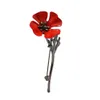 Women Silver Gun Black Metal Red Flower Brooch Pins Shirt Dress Clothes Fashion Accessories