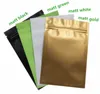 أكياس مايلر البلاستيكية السوداء حقيبة سحاب رقائق رقائق الألومنيوم لتخزين الطعام على المدى الطويل وحماية المقتنيات 8 ألوان ملونة جانبية