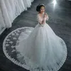 vestidos de noiva 2020 우아한 라인 긴 소매 웨딩 드레스 얇은 명주 얇은 공주 레이스 웨딩 가운 가운 가운 드 마리에