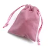 Pembe Velvet Hediye Çanta Takı Paketi Peluş Kumaş İpli Kılıfı Farklı Boyut Toptan 100 Adet için