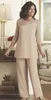 Elegant spetsmor till bruden byxor Suits 2020 Summer Chiffon Custom Made 3 4 Long Sleeves Wedding Gästkläder Mother Dress Suit261p