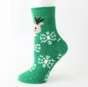 Snowman Santa Claus pończochy Boże Narodzenie skarpetki Lady Elk Drukuj Xmas Skarpetki Kobiety Kreskówka Kryty Heisery Winter Middle Coral Wool Socks C6235