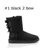 2022 Nouvel hiver Pas cher Designer Australie Bottes Femmes Classique Neige Cheville Courte Bow Botte de fourrure pour l'hiver Noir Chestnut Chaussures de mode Taille 36-41