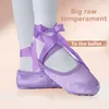 Scarpe da ballo di danza classica in tela rosso albicocca viola rosa con suola in pelle scamosciata divisa per bambini 23-30 pantofole per bambini