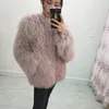 Women real mongolian sheep fur coat ladies leather short style beach wool fur jacket female outerwear CJ191130