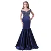 Elegant Girls Dresses Deep V Neck Short Sleeves With Crystals Mermaid Satin Long Formal Evening Dresses For Women Prom Dresses Gowns DH4274