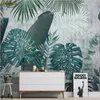 beibehang personalizado papel de parede nórdicos pintados à mão plantas tropicais folhas moderno parede de fundo TV minimalista pintura 3d papel de parede