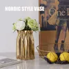 Modern minimalista revestimento de ouro ornamentos nórdicos de ouro geometria geometria de cerâmica vaso decorativo home vaso criativo Produto