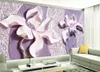 Тисненая фиолетовая магнолия 3d ТВ фон стены современная гостиная обои