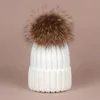 Furlove Real Raccoon Fur Women039s winter Hat Genuine Fur Pompom Women Knitted Bobble Ski Hat Cap Winter Hats for women skullie5845882