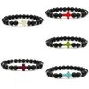 Offre spéciale Vintage femmes hommes Bracelet pierre naturelle croix Bracelet noir Onyx volcan mat perles Bracelets cadeau de saint valentin