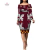 Fashion African Dresses for Women Bazin Riche African Print Cotton Midi Dress Sleeveless Bodycon Elegant Party Clothes WY4867