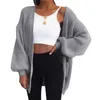 Cardigans Womens الخريف شتاء الموضة النساء الأكمام طويلة فضفاضة الحياكة سترة سترة سترة النساء متوكينة أنثى كارديجان سحب الحجم الآسيوي