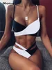 Cross Top Cut Out Bikini 2020 Vrouwen Bandage Badmode Push Up Badpak Zwart Wit Wrap Zwemmen Set Maillot de Bain Femme NIEUWE