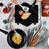 12 Pcs/Set Silicone Cooking Utensils Wooden Handles Non Toxic Tongs Spatula Spoon Kitchen Gadgets Nonstick Cookware JKKD1911