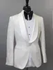 Przystojny Przycisk Kości Słoniowej Paisley Groom Tuxedos Szal Lapel Mężczyźni Garnitury 2 Sztuki Wedding / Prom / Dinner Blazer (Kurtka + Spodnie + Krawat) W889