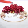 1PC Artificial Flowers Rose Diamond Fan Groom Bride Holding Flower Wedding Photography Props Bridesmaid Decoration Accessories