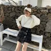 New Fashion Women 'はハイウエストツイードウールスリムウエストA-Lineシングル胸部ショートスカートブートカットプラスサイズM l xl xxl 3xl 4xl