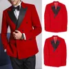 Röd sammet mens bröllop tuxedos svart topp lapel brudgummen groomsmen tuxedos man blazers jacka utmärkt 2 bitar kostymer (jacka + byxor + slips) 1678