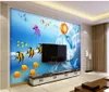 Personalizado foto parede murais Wallpapers 3D sala de estar decoração de parede pintura animais Mediterrâneo escola golfinho infantil