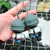 만화 게임 Pubg Keychain Level 3 헬멧 PVC 인형 Saucepan 열쇠 고리 팬 Battle Grounds 열쇠 고리 선물 Llaveros