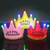 LED Birthday Crown Cap Incandescente 5 lampada Crown Hat King Princess Crown Copricapo Buon compleanno Decorazioni Party Glitter Crowns GGA2960