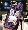 Bling Glitter Dynamic Quicksand Liquid Case For iPhone xs max xr X Cute Diamond Rabbit Phone Cases with lanyard