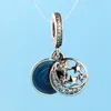Romantic Moon Star Pendant 925 Sterling Silver CZ diamante Adequado para Box Pandora elegante encanto DIY pingente Set Holiday Gift