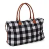 BUFFALO MALADA MALADA GRANDE CAPACIDADE DE SEMANA DE VIAGEM TOTE COM PU Lidar com Totes Ao Ar Livre Checkered Sports Yoga Totes Armazenamento Duffel Bags OA6397