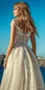 Monterad Champagne Beach Bröllopsklänningar från axeln Lace Boho Billiga Bohemian Bröllopsklänning Button Tillbaka 2019 ROBES DE MARIIEE BOHèME