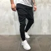 Männer Asymmetrische Layered Jogger Hose Hip Hop Streetwear Hosen Slim Fit Casual Kordelzug Close Bottom Lange Hosen 8J0869