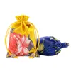 Latest Bright Flower Small Cloth Jewelry Pouch Drawstring Chinese Silk Brocade Pouch Christmas Gift Bag Wedding Party Favor Bag 3pcs/lot