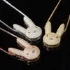 ヒップヒップジュエリーアイスアウトペンダント高級デザイナーネックレスメンズゴールドチェーンペンダントBling Diamond Rabbit Charms Rapperファッションアクセサリー