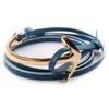 Modeontwerp Cool Mens Beste Qualtiy Handgemaakte Gouden Anchor Armband Kleurrijke Multilayer Lederen Armband te koop