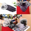 Mode-Frauen Warme Dicke Winter Handschuhe Leder Elegante Mädchen Marke Fäustlinge Freie Größe Mit Pelz Weibliche Touchscreen Handschuhe