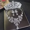 Diamond Flower Crown Trzy kawałki Zestaw Neckalce Damskie Biżuteria Diamentowe Korony Bride Wedding Akcesoria (Korona + Naszyjnik + Kolczyki)