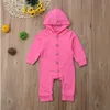 Baby Strampler Neugeborenes Mädchen Designer Kleidung Säugling Langarm Button Jumpsuits Baby Boy Kapuzen Bodys Kinder Designer Kleidung 4 Farben ZYQ93