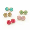 Fashion 10mm 13mm Handmade Druzy Trendy Jewelry Womens Simple Gold Filled Round Heart Hexagon Drusy Wholesaling Resin Stone Stud Earring